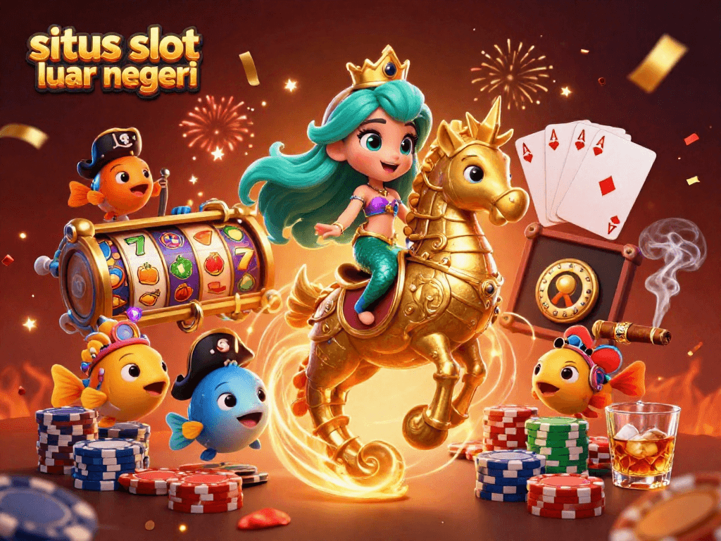 Experience vibrant gaming action in situs slot luar negeri with a dynamic 3D mermaid scene.