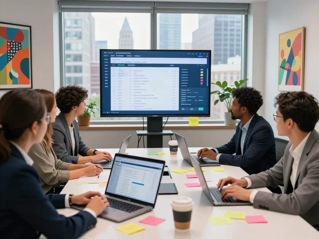SEO Company in NYC team collaborating on digital marketing strategies in a modern office.
