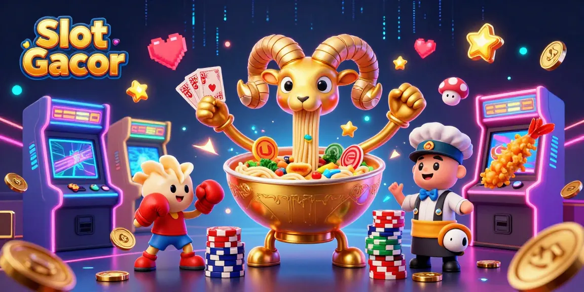 Engage with Slot Gacor by witnessing a vibrant scene of animated characters playing in a rich casino environment.