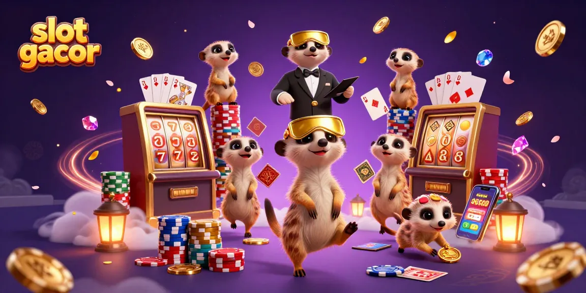 Experience the thrill of slot gacor wins with a playful meerkat casino scene!