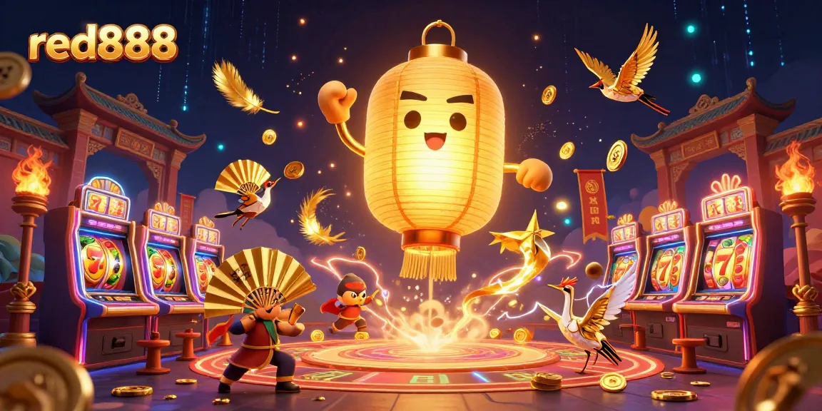 Experience the excitement of red888 with a vibrant casino scene featuring enchanting 3D characters.