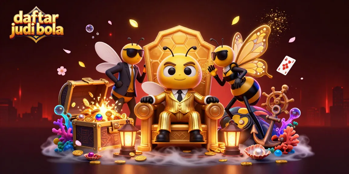 Engage with daftar judi bola, featuring a cartoon bumblebee mob boss in a rich casino scene.