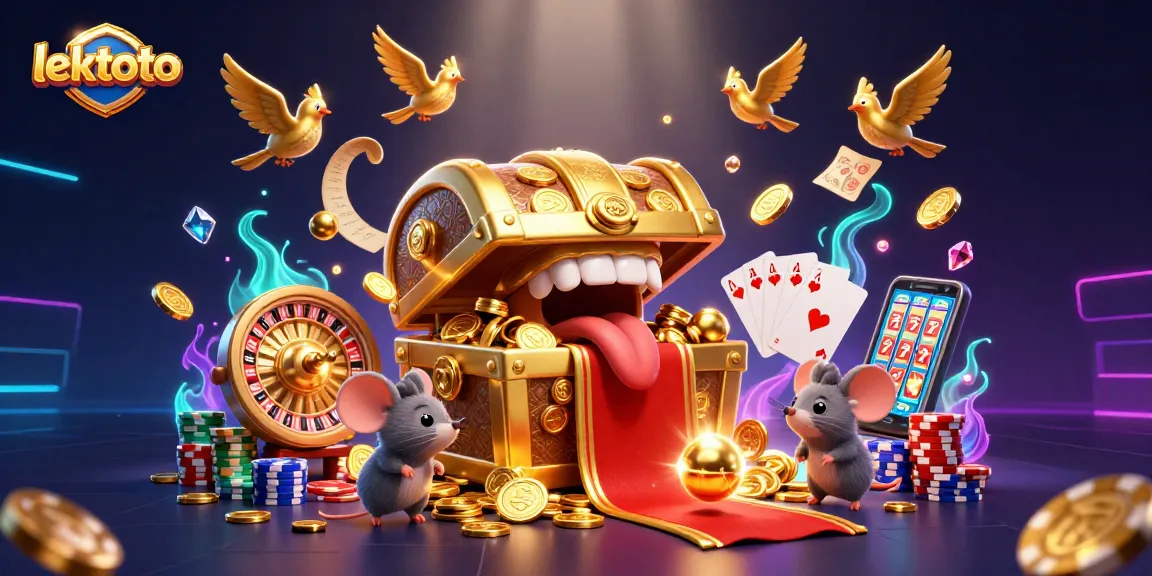 Experience lektoto's thrilling casino world with vibrant 3D treasure elements and animated game features.