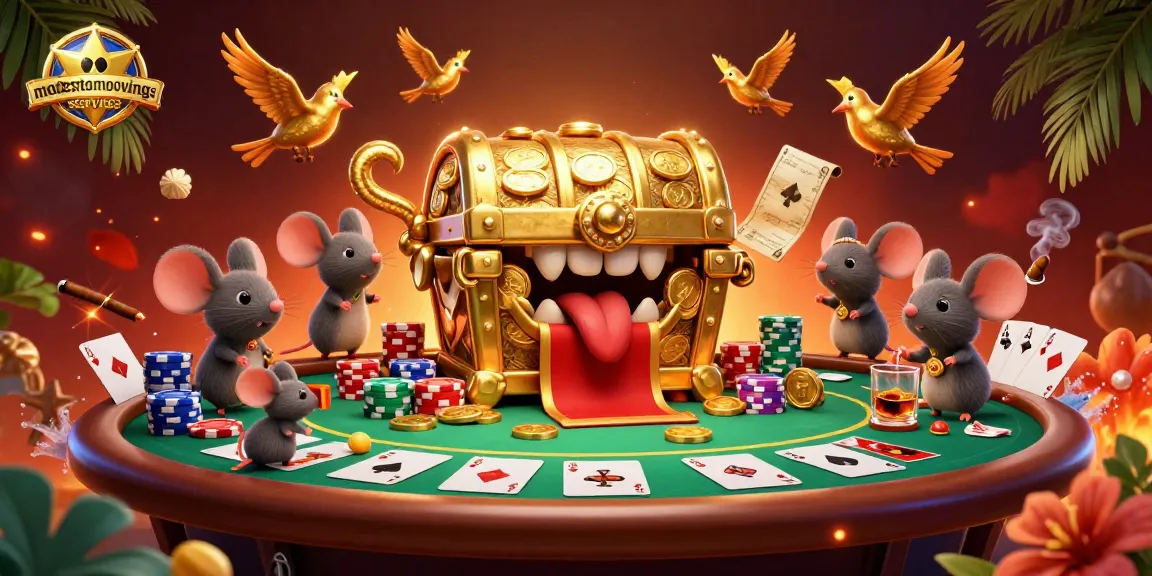 Experience thrilling gaming with modestomovingservices and dynamic casino elements including poker tables and chip stacks.