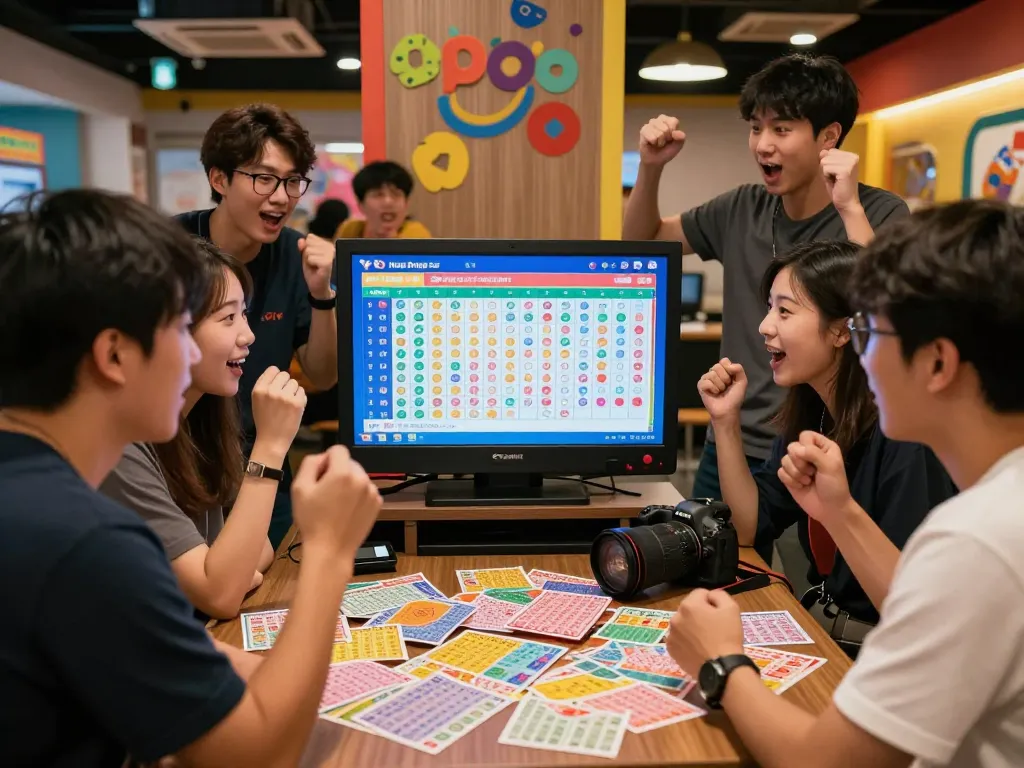 Exciting gaming lounge scene showcasing players enjoying Hongkong Lotto results and celebrating wins.