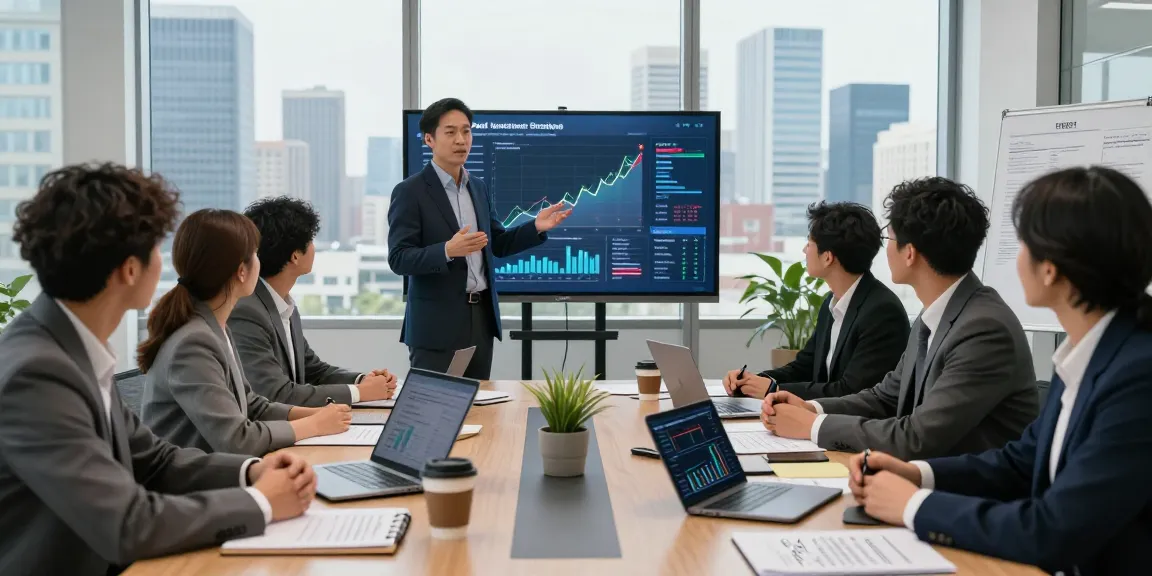 Dynamic meeting scene at Third Eye Capital showcasing financial strategies and growth data among professionals.
