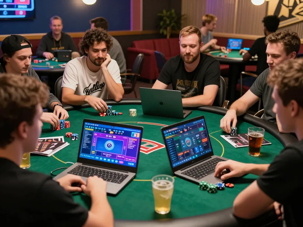 Players form strategies in a dynamic online poker room, enhancing their skills with 388bet.