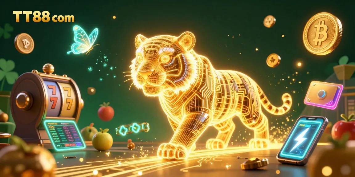 Engage with TT88 com’s thrilling casino atmosphere featuring golden tiger and vibrant gaming elements.