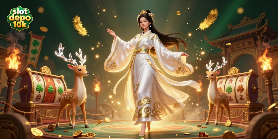 Experience winning excitement with slot depo 10k in this vibrant and dynamic 3D gambling illustration.