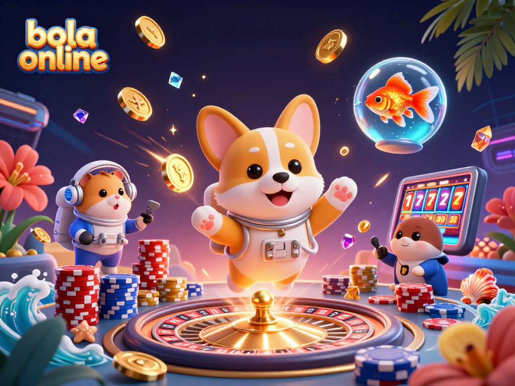 Engage in thrilling bola online gaming with our vibrant casino space scene!