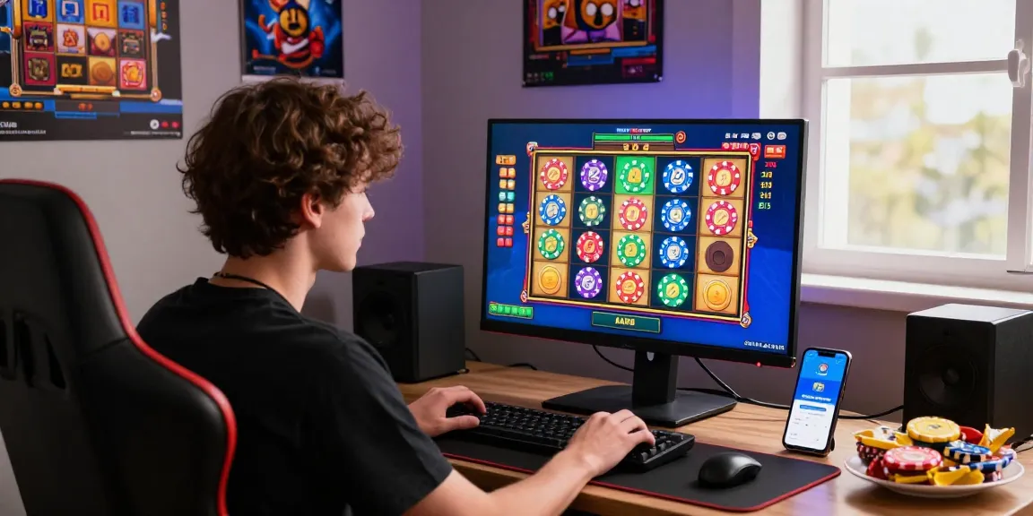 Engaging slot deposit dana gaming experience with user, colorful setup and DANA app visible.