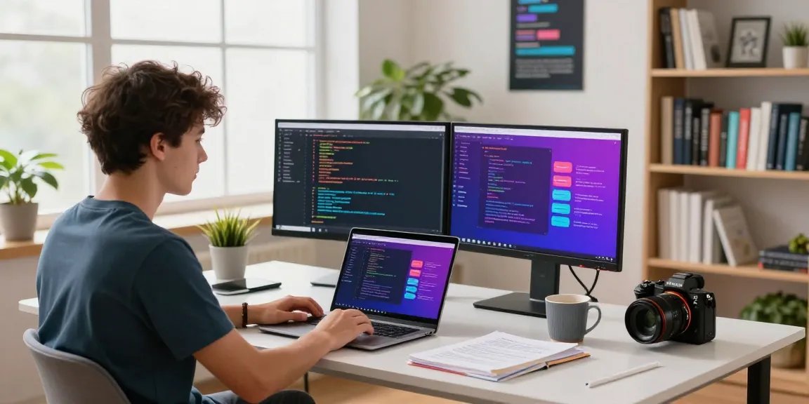 Developer studying the Best React development course 2025 in a bright online learning space.