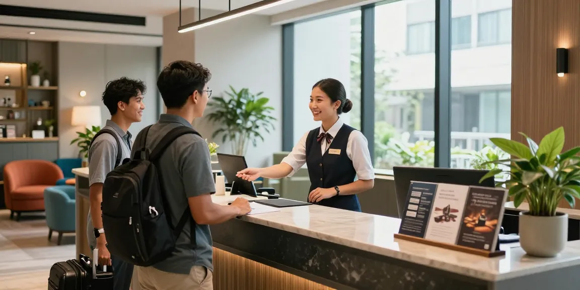 rokok88 Hotel Jakarta Pusat welcoming reception area with friendly staff and modern decor