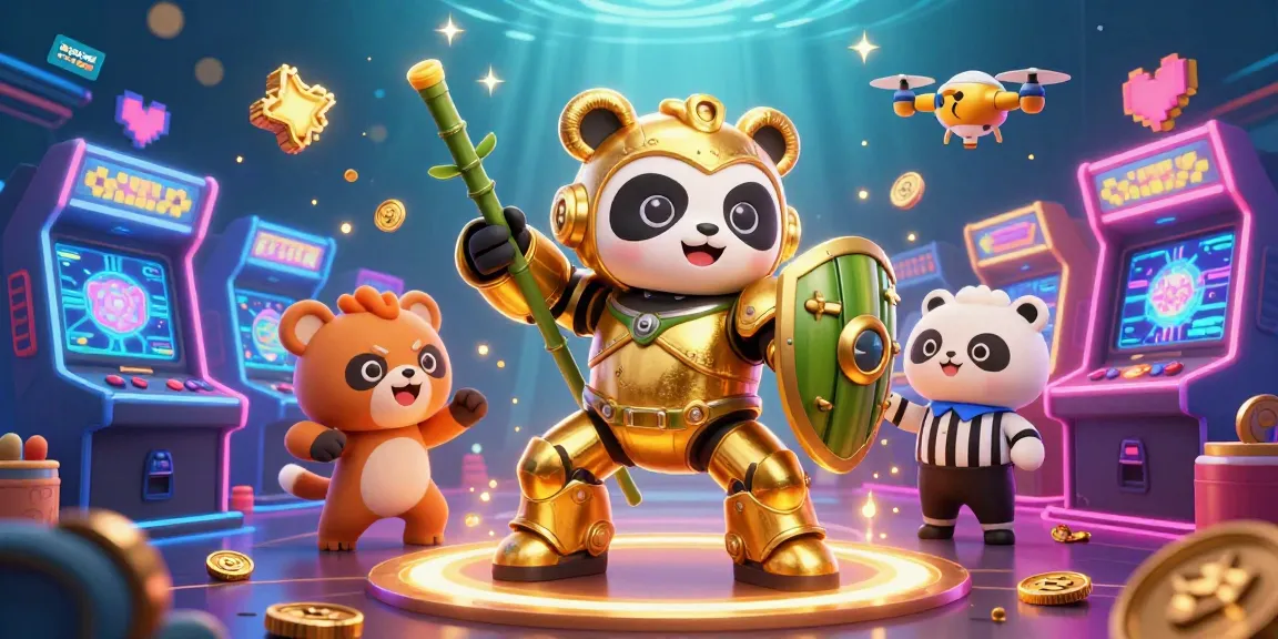 Experience the thrill of eatchewd with a vibrant arcade scene showcasing 3D gaming action and energetic characters.