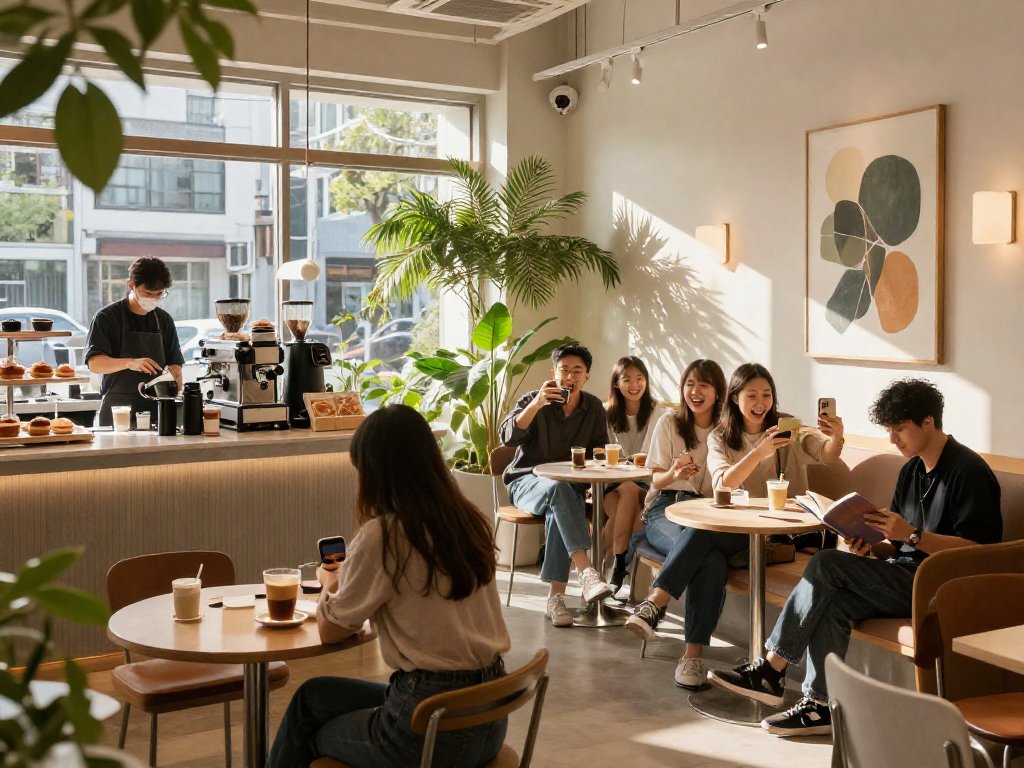 강남쩜오 멀리건에서 친구들과 즐거운 시간을 보내는 사람들의 모습