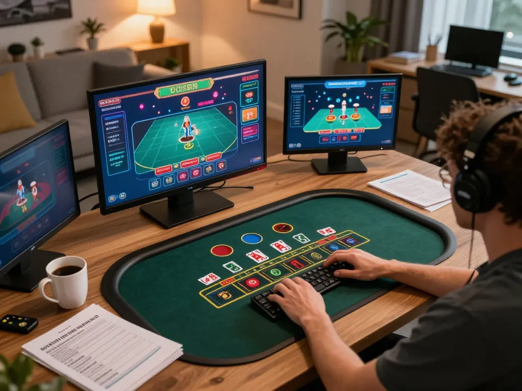 win678 gameplay moment in a modern home office during a live blackjack session