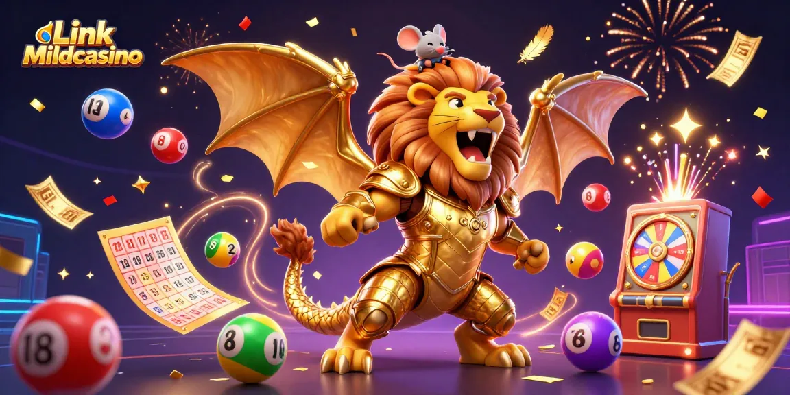Experience the vibrant excitement of Link Mildcasino with dynamic games and prizes in a captivating 3D scene.