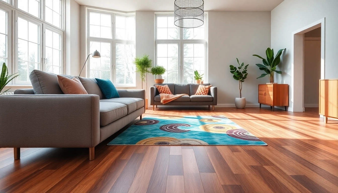 Showcasing discount vinyl flooring in a contemporary living room with stylish decor.