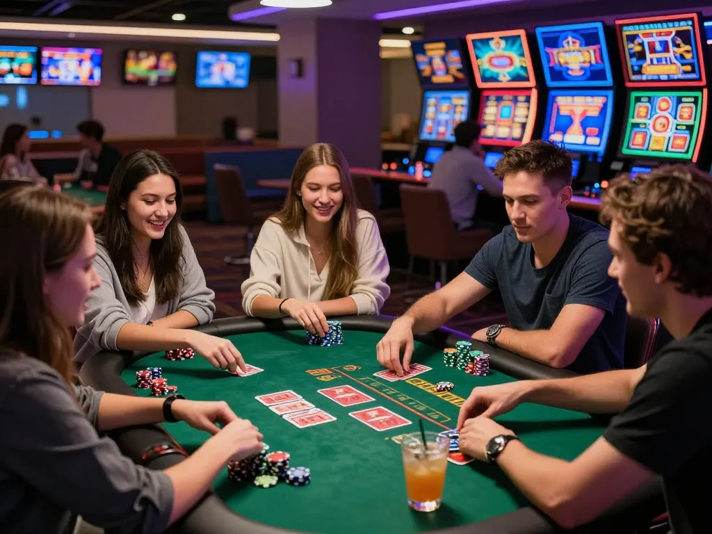 Exciting MM88 online casino gaming scene with friends enjoying blackjack.