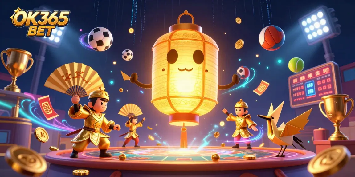Engage in thrilling betting experiences at OK365 BET with dynamic casino visuals including sports elements.