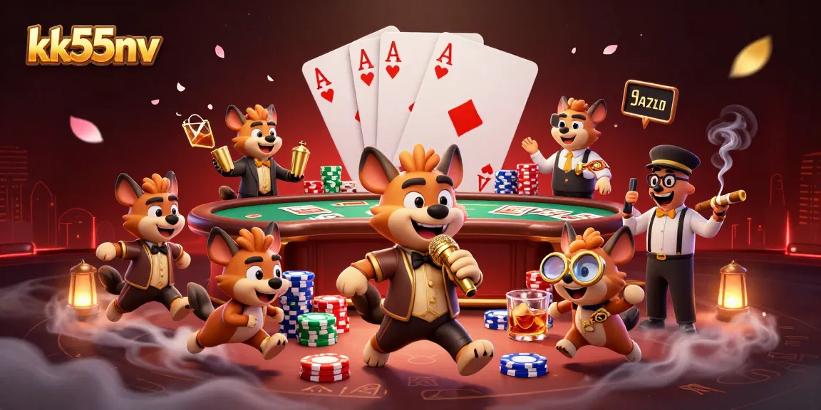 kk55nv hyenas running a comedy casino club with dynamic gaming elements around them