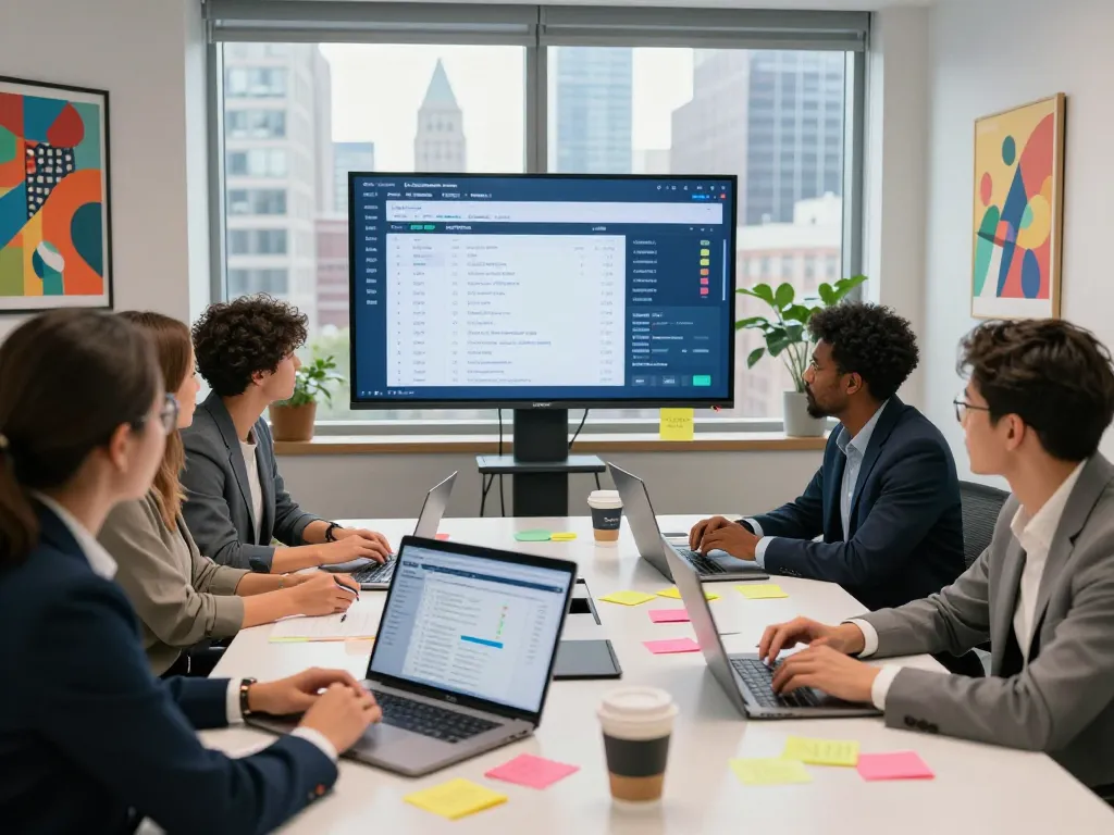 SEO Company in NYC team collaborating on digital marketing strategies in a modern office.