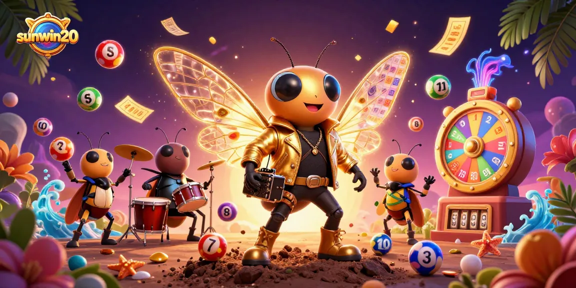 Spinning excitement at sunwin20: 3D characters celebrate gambling with lottery balls and vibrant prizes.