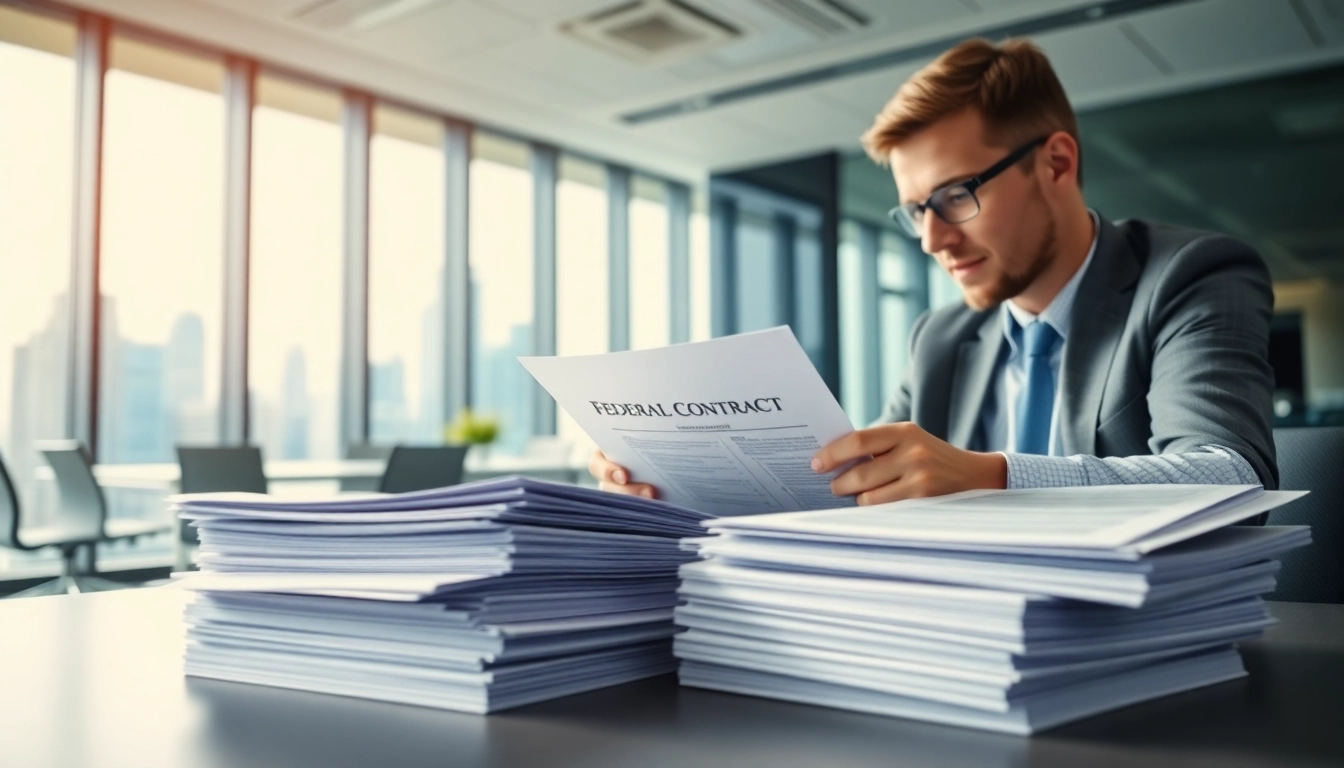 Highlighting registration and certification in Federal databases for federal contracts in an office setting.