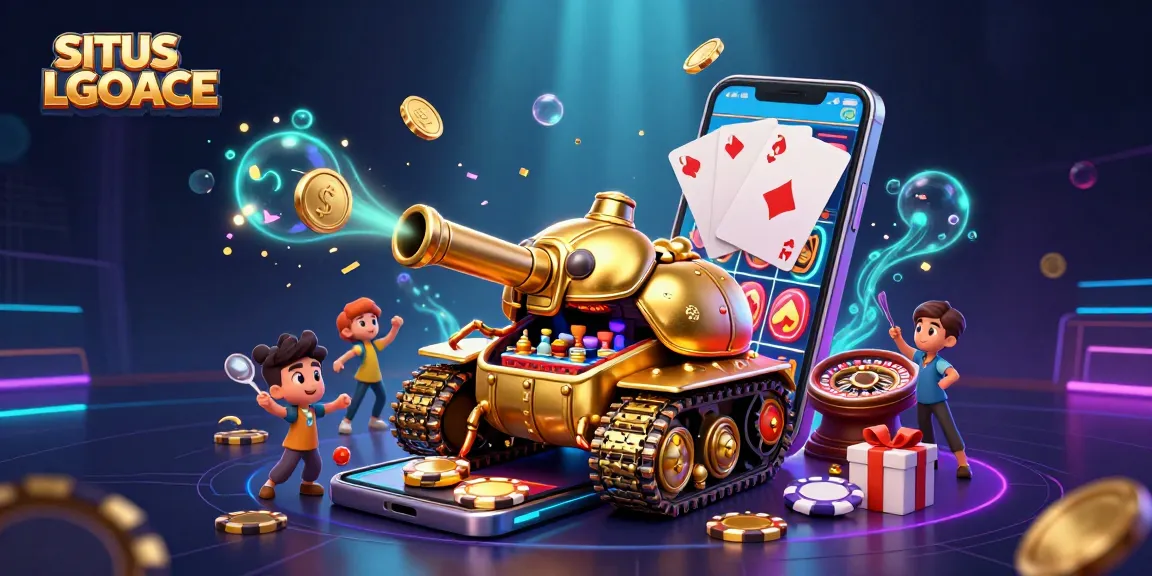 Engage with SITUS LGOACE's vibrant casino world featuring a golden beetle tank and dynamic slot games.