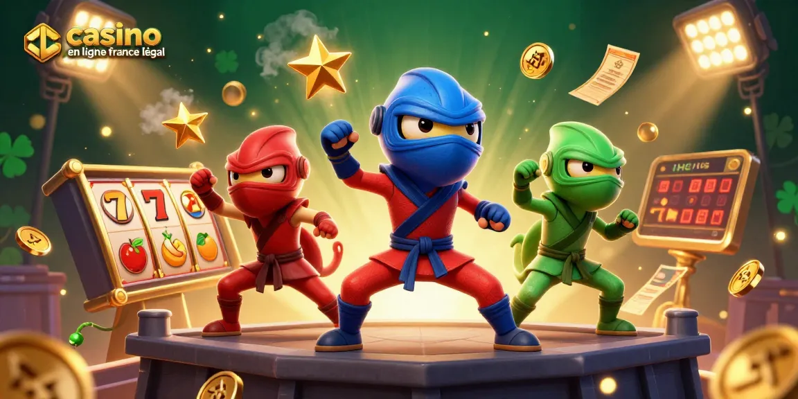 Les performances de l'équipe de caméléons ninja dans une illustration captivante de casino en ligne légal en France.