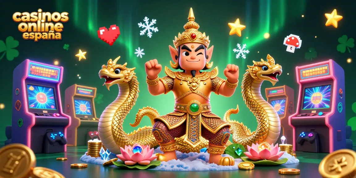 Explora los casinos online España con esta ilustración vibrante llena de emoción y juegos.