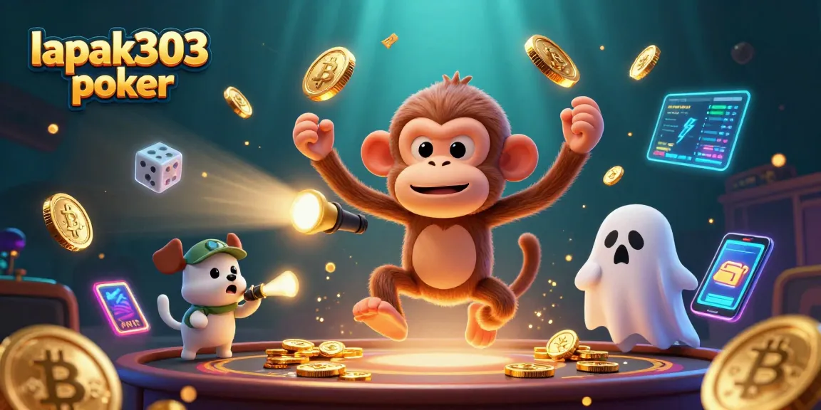 Gambarkan suasana lapak303 poker dengan karakter petualang di kasino virtual yang menyenangkan.