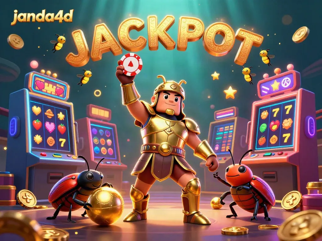JANDA4D menghadirkan kebahagiaan jackpot dengan ilustrasi menarik yang menampilkan karakter ceria.