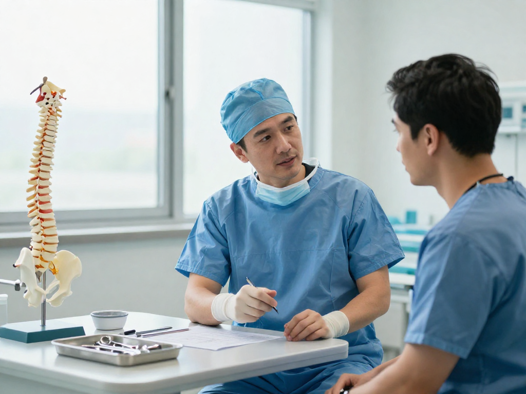 Consultation on bel kayması ameliyatı in a modern surgical environment highlighting patient care.