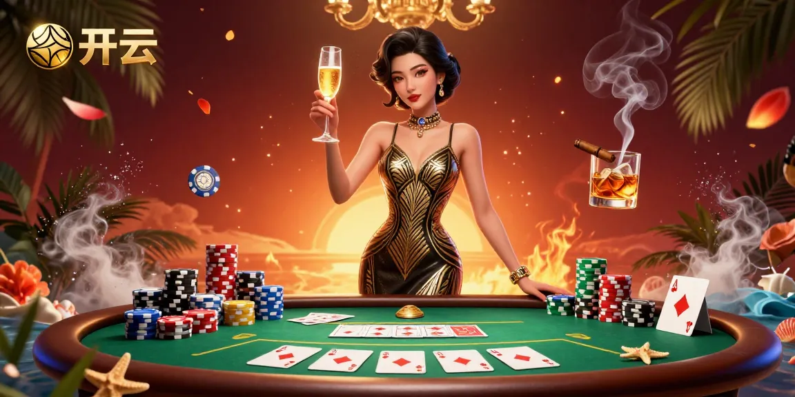 体验开云精致扑克场的赌博刺激，鲜艳的筹码和优雅的女士。
