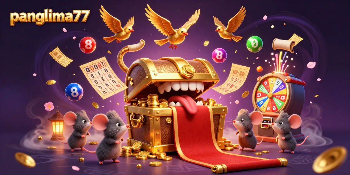 Experience the thrill of winning with panglima77 in this immersive online gambling scene filled with vibrant lottery and casino elements.