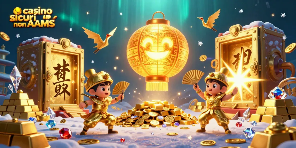 Cattura l'attenzione con casino sicuri non AAMS, l'illustrazione vivace mostra un'atmosfera di gioco ricca di dettagli scintillanti.