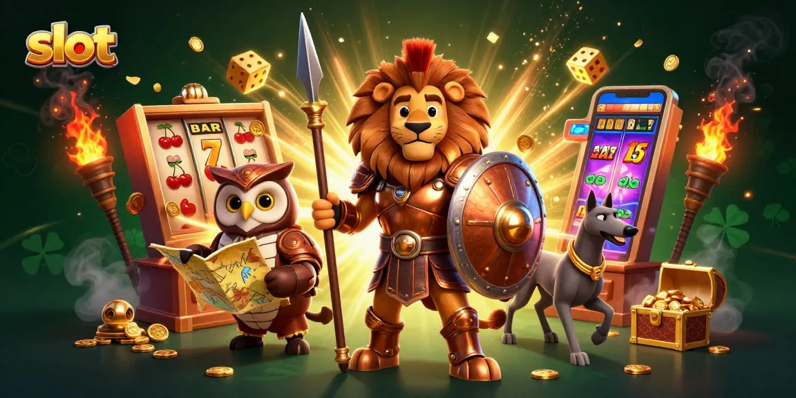 Experience thrilling slot action featuring a Spartan lion, owl, and greyhound amidst jackpot excitement.