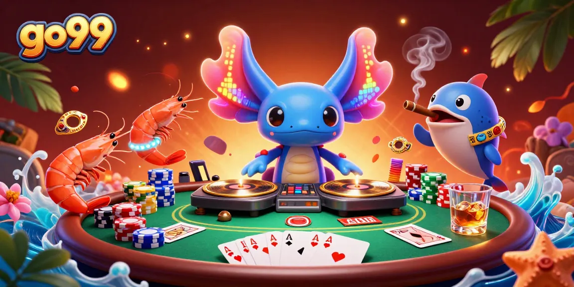 Experience thrilling gaming action at go99 with vibrant poker elements and energetic characters