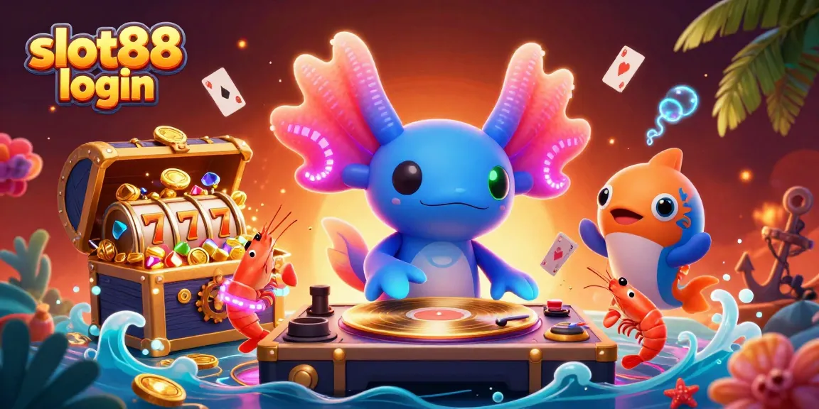 Join the excitement at slot88 login with vibrant characters celebrating wins in a colorful casino scene.