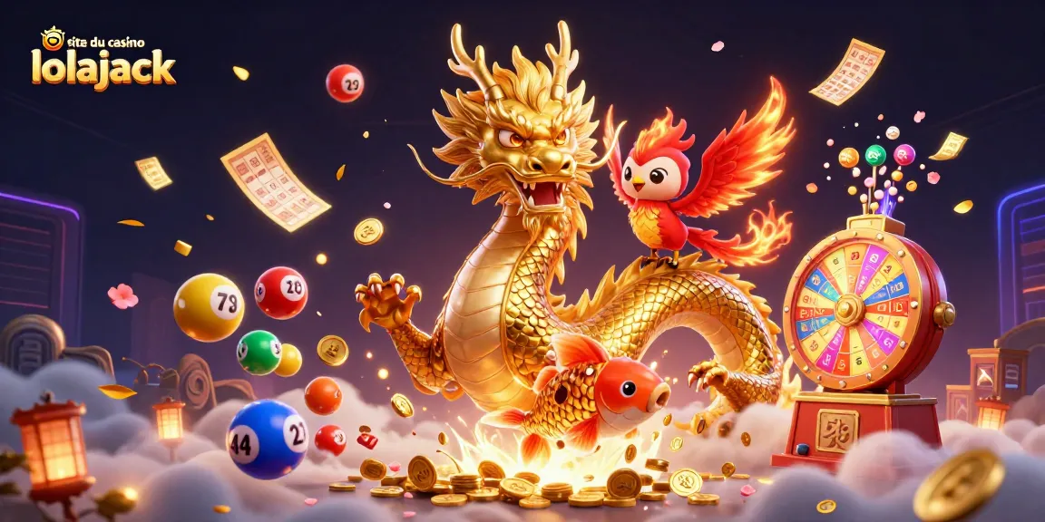 Découvrez le site du casino lolajack avec un dragon, un phénix et des éléments de loterie dynamiques.