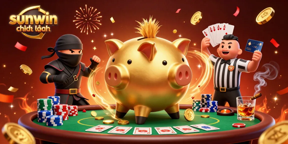 Play and win with sunwin chính hãng, featuring vibrant casino characters in action.